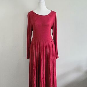 Elegant Red Long Sleeve Dress